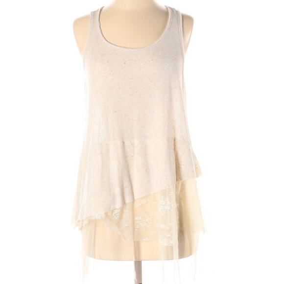 Umgee Sleeveless Ribbed Layered Lace Tank Top, S (68) - Picture 1 of 3